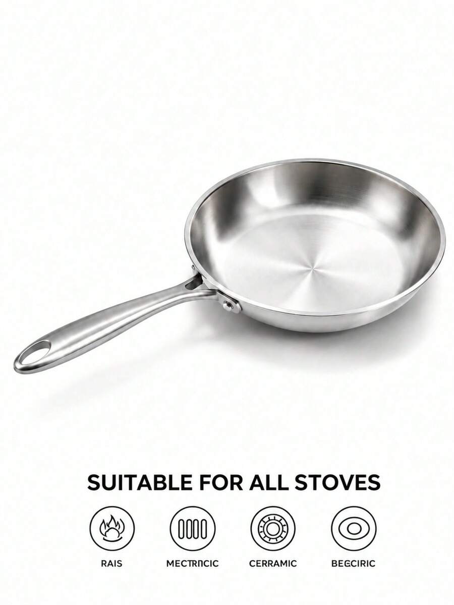 1pc Stainless Steel Non-Stick Frying Pan, No Coating Cookware, Suitable For Steak, Suitable For Gas Stove And Induction Cooktop, Frying Pan, Pot, Cooking Pot, Kitchen, Christmas, Stainless Steel Frying Pan And Wok Set, Cookware Set, Induction Cooktop Suitable Cookware Set - View 1
