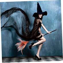 Halloween Witch Broom Prop, Colorful Witch Broom Handle, Cosplay Party Fashion Accessory, Suitable For Halloween Carnival Decoration - A - View 4