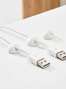 10pcs Solid Color Cable Organizer, Minimalist Multi-Purpose Cable Clips, Suitable For Office, Back To School Supplies - A - View 7
