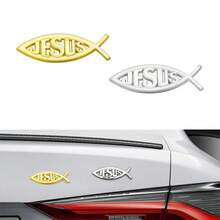 Jesus Fish Sticker, 3D Car Sticker Jesus Christian Fish Symbol Badge, Faith Fish Sticker Religious Metal Badge Car Decoration Suitable For Truck Motorcycle Refrigerator - A - View 1