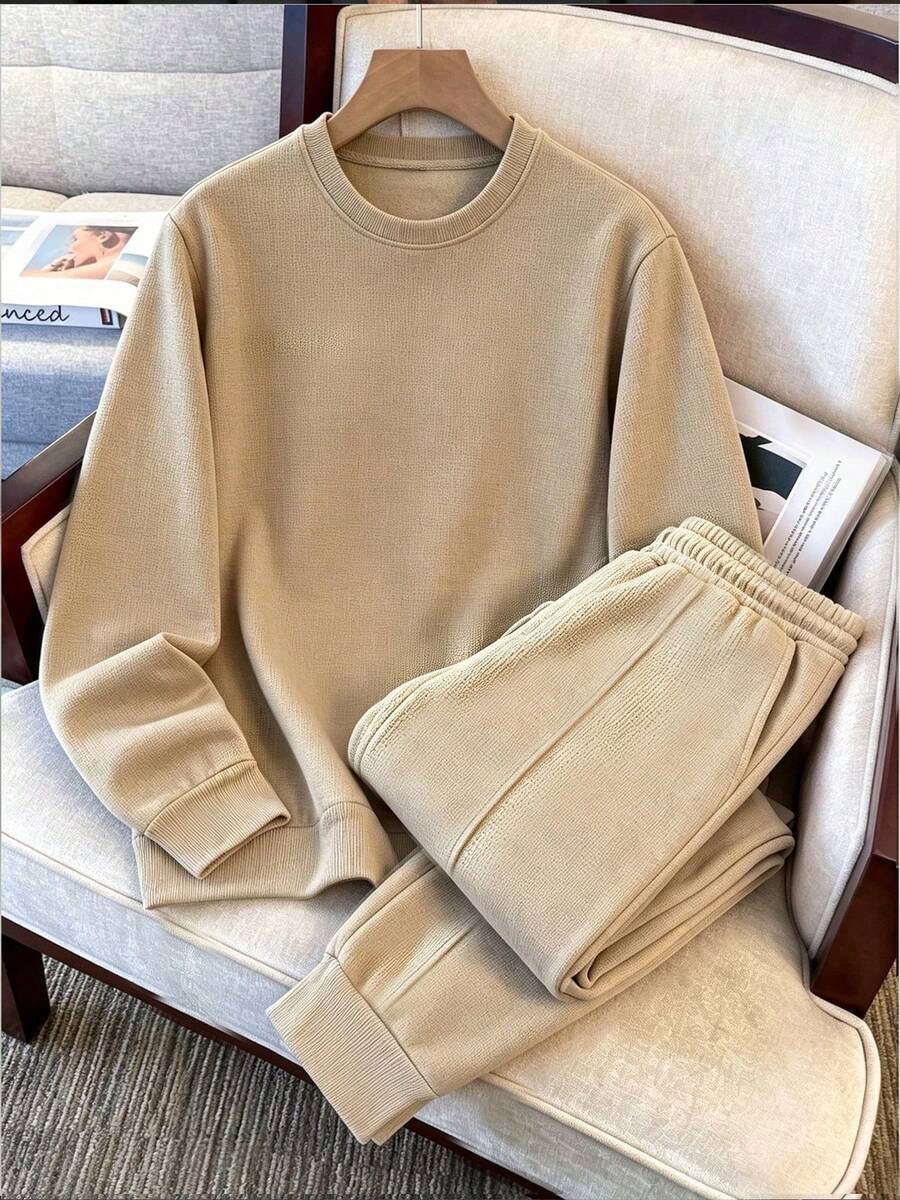 Men's Autumn/Winter Sports Sweatshirt & Sweatpants 2 Pieces Set, Casual Fashion Versatile Outfit