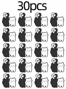 10/20/30/40/50pcs Cute Cat Personalized Brooches, Double Cat Companion Pattern, Vivid And Adorable, Heart-Shaped Tail Design With Beautiful Meaning, Decorate Personal Items And Enrich Outfit, Creative Small Gift For Cat Lovers - Multicolor - View 10