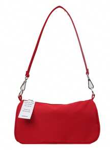 1pc Solid Color PU Leather Women's Shoulder Bag, Commuter Versatile Crossbody Bag, Adjustable Strap - Burgundy - View 7