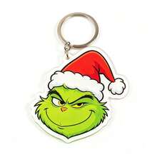 The Grinch Gantungan Kunci Akrilik Monster Hijau Natal, Liontin Dekorasi Liburan Kreatif, Gantungan Kunci Kartun - MultiWarna - View 3