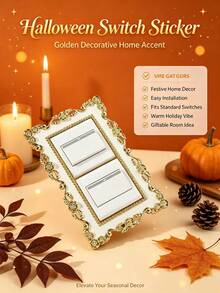 1pc European Style Rose Flower Switch Sticker, Double Switch Cover, Wall Decal, Suitable For Halloween, Christmas, And Home Decor - White - View 4