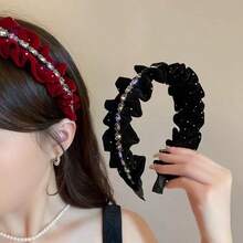 Premium Baby's Breath Pleated Headband For Women, Versatile Hair Hoop For Outings, Face-Slimming Hair Clip Head Accessory - Multicolor - View 1