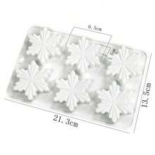 6-Cavity Snowflake/Mango-Shaped Reusable Baking Mold For DIY Mousse, Chocolate, Chiffon, Cheesecake, Ice Cream, Jelly, Pudding, Easter, Christmas, Valentine's Day, Graduation, Birthday Party, Christmas Tree - White - View 13