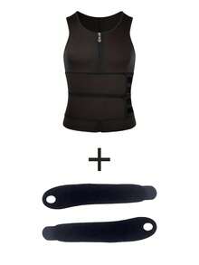 1 pieza Chaleco de compresión de neopreno para hombres, camiseta deportiva sin mangas con cremallera delantera, moldeador corporal con banda de cintura ancha doble ajustable, ajuste elástico, adecuado para entrenamiento en el gimnasio, correr, ciclismo, baloncesto y uso deportivo diario, regalo de Halloween - Multicolor - Ver 12