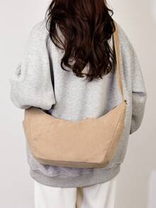 Simple Style, Large Capacity Crossbody Bag, Lightweight And Casual Dumpling Bag, Portable Travel Shoulder Commuting Bag - Apricot - View 1