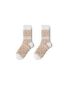 1/2/4 Pairs Men's Autumn/Winter Mid-Calf Socks, Thermal Lined Thick Warm Socks, Winter Wool Loop Sleep Long Socks, Couple Socks - Multicolor - View 17