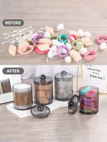 Dispenser Holder, 10oz Transparent Plastic Jar Set For Bathroom Storage & Organizing, Vanity Makeup Organizer Box Home Bathroom Decor Bathroom Organizer Fall Decor Makeup Organizer Back To School - Multicolor - View 6