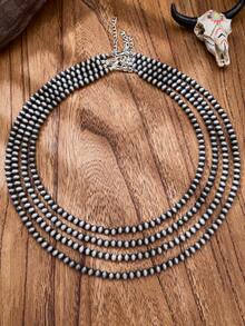 luodee Women's Vintage European Bohemian Western Beaded Necklace, Handmade Brushed Pearl Necklace, Layered Design For Better Effect, Suitable For Daily Wear, Dating, And Theme Parties - Vintage Beaded Necklace - View 10
