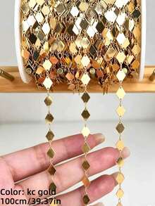 1 Pack, 1 Meter Geometric Rhombus Handmade Chain, Suitable For Necklace, Bracelet And Other Jewelry Making Materials DIY Accessories - Multicolor - View 10