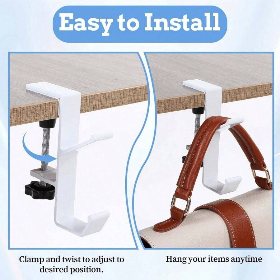Móc treo bàn di động cho ba lô, bàn văn phòng, cạnh bàn học, lưu trữ tai nghe, sắp xếp đồ dùng gia đình, móc treo không cần khoan - Nhiều màu - Xem 1