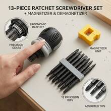 Ratchet Screwdriver Set, Short Handle Compact Screwdriver Kit With Non-Slip Grip & Double-Ended Bits, Multi-Function Hand Tool Set For Tight Spaces, Furniture & Appliance Repair, Electronics, Toys & Home Maintenance - A - View 3