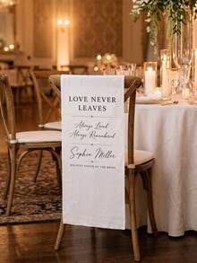 1pc Custom Photo And Text Wedding Memorial Chair Sash, Personalized In Loving Memory Chair Banner, Reserved Seat Remembrance Decor For Lost Loved Ones - Multicolor - View 6