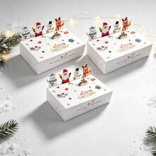6/12/24 Pcs Christmas 3D Cartoon Gift Boxes Xmas Candy Container Paper Wrapping Box For Indoor Home Office School Holiday Party Favors Supplies - White - View 7