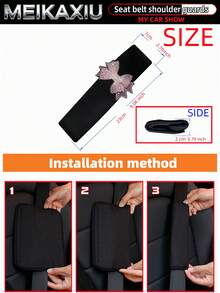 MEIKAXIU 1/2pcs Rhinestone Bling Mesh Bowknot Shoulder Strap Cover, Short Plush Car Seat Belt Shoulder Cover, Seat Belt Decoration, Car Decor Accessories For Women - Rhinestone Mesh Bow - View 3