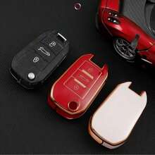 Soft TPU Key Cover, Compatible With Peugeot 3-Button Folding Key, Fits 208, 308, 408, C3 And C4 Models, Shockproof And Dustproof, Elegant High-Quality Key Protector, Suitable For Women - Big Keychain - View 6