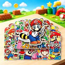 SUPER MARIO BROS. 1set/53pcs Vibrant Game Themed Graffiti Stickers, Assorted Vivid Patterns. Works Great On Notebooks, Bicycles, Cups And Electric Vehicles. Waterproof Decorative Decals, Ideal Gift Choice For Children And Game Fans.(Stochastic Style) - Multicolor - View 2