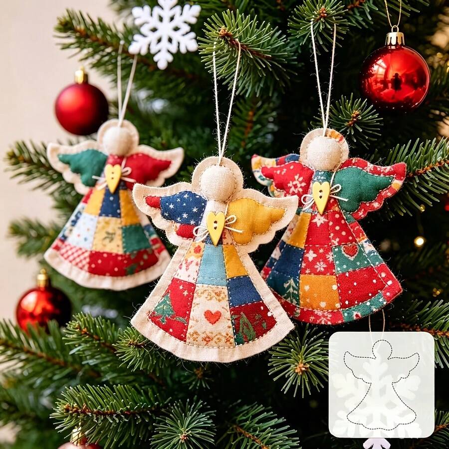 1 Piece Christmas Angel-Shaped Fabric Sewing Template; Christmas Fabric Ornament Outline Cutout Pattern; Fabric Cutting And Positioning; Reusable PET Sewing Drawing And Printing Template. - Sets - View 1