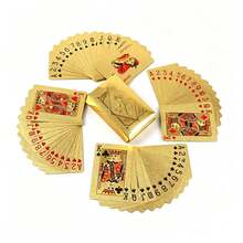 A Set Of Rose-Colored Waterproof Plastic Playing Cards, Gold Foil Playing Cards, Suitable For Party Games (Gold/Silver/Black/Pink), Game Gift Playing Cards, Playing Cards, Card Games, Playing Cards, Cards, Games, Dealer, Gold, Poker Night, Playing Cards, Card Games, Playing Cards - Multicolor - View 3