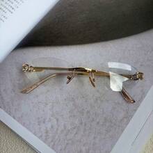 1 Pair INS Style Fashionable High-End Artistic Sexy Rimless Metal Glasses - Clear - View 8