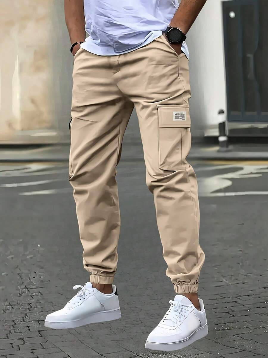 Men's Casual Lightweight Outdoor Cargo Pants With Drawstring Cuffs And Multiple Pockets, Summer Sports - Khaki - View 1