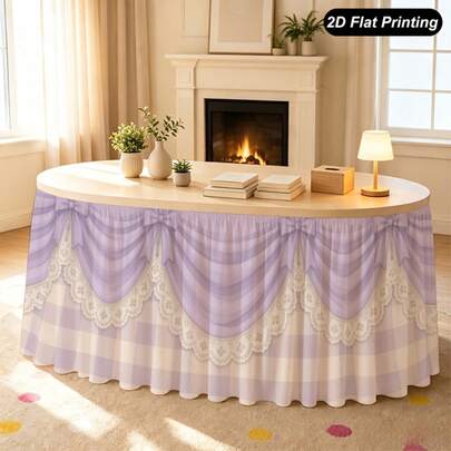 Table Skirt /Tableskirt1 Purple Fringed Draped Table Runner Table Skirt, Perfect For Home Kitchen Decoration, Family Gatherings And Holiday Table Skirts, Very Suitable For Room Decoration, Without Power Supply.