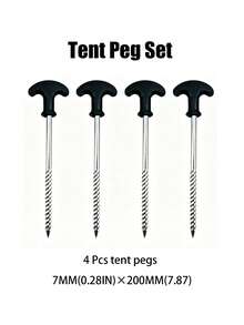 2PCS.4PCS. T-Handle Spiral Tent Stakes 7mm*200mm Heavy Duty Screw-In Ground Anchors Outdoor Camping Tent Tent Cover Fixing Pegs Set - Multicolor - View 13