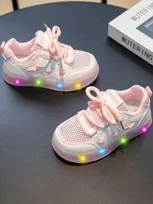 Light Up Mesh Shoes With Lights - Pink - View 2