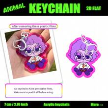 Animal Hospital Keychain, 2D Acrylic Keyring, Ratthew, Nurse Intern, Agent Cat, Purple Fox Nurse, Dr. Harlow, Security Cat, Deer Paramedic Bag/Car Key Chain Decoration, Suitable For Family, Friends, Fans - Partially Translucent - View 9