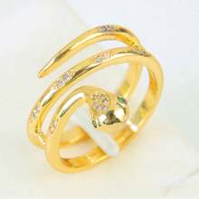 Enamel Zirconia Gold Color Serpent Rings 24k Gold Plated Fashion Irregular Adjustable Snake Ring Europe America Personality Jewelry - Snake Rings - View 26