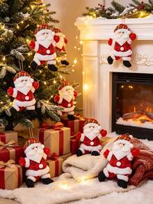 2pcs Christmas Hanging Decorations, Creative Santa Claus Decor, New Year Window Decorations, Suitable For Christmas, Christmas Holiday Window Decor, Home Decor, Christmas Decorations And Christmas Party Gifts - Multicolor - View 2
