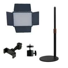 10-Inch Professional Main Light, Warm/Cool/Mixed 3 Color Temperatures, LED Panel With Diffuser, Suitable For Live Streaming And Beauty Videos, Adjustable Height And Angle, Stable Round Desktop Base - Black - View 9