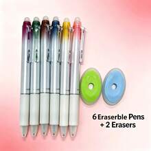 6 pièces + 2 gommes effaçables, stylos gel pailletés de 0,7 mm de taille moyenne, stylos en plastique rétractables esthétiques, convenant pour la journalisation, l'utilisation à la maison et au bureau, l'école, les fournitures de classe, la papeterie pour étudiants, les artistes et les fournitures, les cadeaux de rentrée scolaire, convenant pour le coloriage, la peinture, le marquage de journal, le mariage, Noël, la fête des mères, la rentrée scolaire, la maison, les étudiants, Halloween, la rentrée scolaire - Stylo gel - Voir 8
