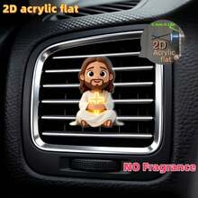 2D Flat Jesus Holding Cross Car Air Vent Clip - Random Scent Diffuser, Cute Angel Decoration, Perfect Gift For Mom/Girlfriend/Friend, Suitable For Any Occasion - A - View 4