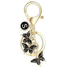 1pc Butterfly Letter Elegant Iron Alloy Keychain Pendant Accessory Winter Pink Black 26 English Letters - Black - View 14
