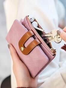 FOREVER MIYIN محفظة نسائية صغيرة قابلة للطي مع حماية RFID، محفظة بأزرار كبس متباينة، نافذة الهوية وفتحات متعددة للبطاقات، جيب عملات بسحاب جانبي للتنقل اليومي - متعدد الألوان - مشاهدة 7