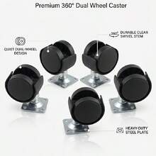 1pc/4pcs 1.5 Inch Swivel Caster Wheels Without Brake, Pre-Drilled With Screws, Suitable For Various Furniture, Tables, Stools, Boxes - A - View 3