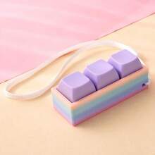 1pc 3-Key Mini Keyboard Fingertip Toy Lanyard, Clickable Sound Keycap Pendant, Macaron Multicolor Collectible Ornament, Suitable For Teens And Adults Holiday Party Gift - Multicolor - View 3