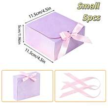 Set Of 5 High‑End Light Lavender Gift Boxes With Lids, 11.5*11.5*5 Cm, Come With Ribbons, For Wedding, Birthday, Party, Christmas, Bridesmaid, Back‑To‑School, Graduation & Valentine's Day Gifts - Multiple Styles - View 10
