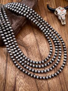 luodee Women's Vintage European Bohemian Western Beaded Necklace, Handmade Brushed Pearl Necklace, Layered Design For Better Effect, Suitable For Daily Wear, Dating, And Theme Parties - Vintage Beaded Necklace - View 4