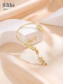 Hihho 1pc Single Ear Leaf Rhinestone Stud Ear Cuff, Copper Plated Ear Cartilage Ear Hook Jewelry, Suitable For Daily, Holiday, Commute, Date Wear - Leaf Ear Cuff - View 5