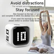 SULVGO Timer For Mindful Productivity 5/25/10/60 Min & Countdown Digital Cube Pomodoro Timer Productivity Timer Kitchen Timer Desk Timer, Vibration & Adjustable Sound Alarm, For Task Work Cooking ADHD Kids Studying - minimalist style - View 9