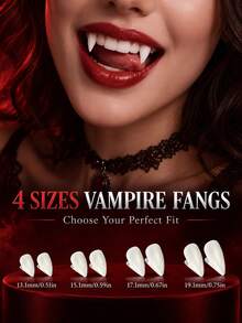 4 Pairs Vampire Fangs Halloween Cosplay Makeup Props 13mm 15mm 17mm 19mm Multi-Size Reusable Costume Party Accessories - Multicolor - View 1