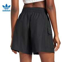Adidas Clover New ESS C SHORTS 女款針織經典運動簡約短褲 - 黑色 - 查看 2