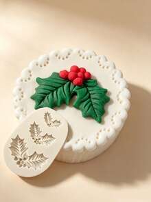 Christmas Holly Fall Swag Silicone Mold Set, Fondant Cake Chocolate Craft Tool - Beige - View 8