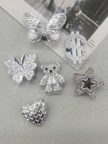 6PCS Shiny Rhinestone Butterfly Lips Star Shoelace Charms DIY Accessories Bling Heart Bear Women Sneakers Boots Decoration Buckles Removable Shoe Clip - Multicolor - View 14
