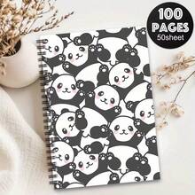 Fun Panda Theme Spiral Notebook A5 Size, Cute Black And White Panda Cover With Pink Cheeks, Suitable For Diary, Journal, Portable Notebook, Design Daily Planner Record Classroom Notes Office Memo Portable Writing Notebook, Suitable For Professionals, Students And Office Use - Perfect Gift Choice, Artistic Cover Design, Learning Formula Record Journal, Subject Study Record Notebook, High Cost-Performance Student Notebook - 1 Pack (50 Sheets, 100 Pages) - View 6
